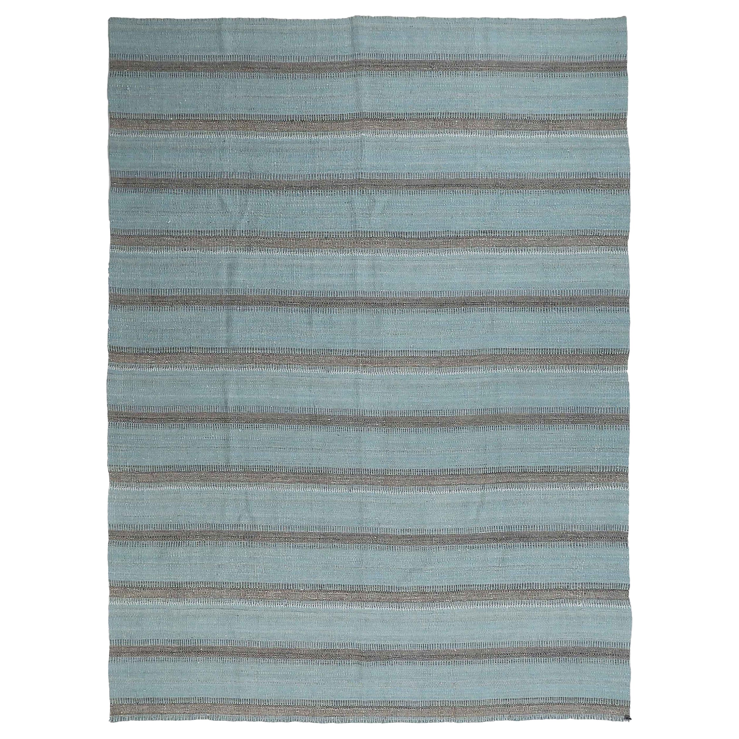 Tapis Kilim Persan Circa 1990 - Laine Bleu Brown Design - 89066 en vente