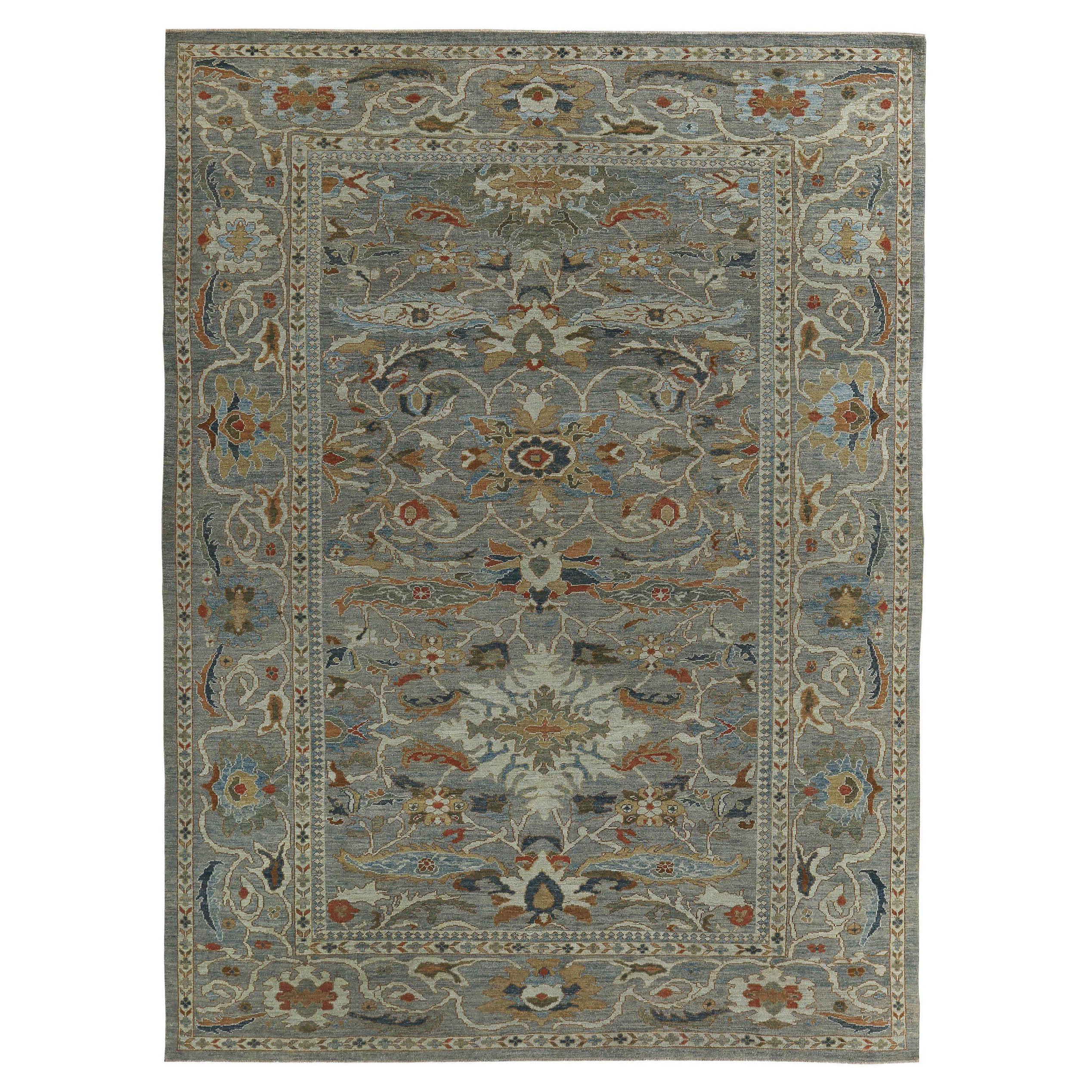 Persische Sultanabad-Teppiche Circa 1990 - Wolle Grau Elfenbein Design - 89090