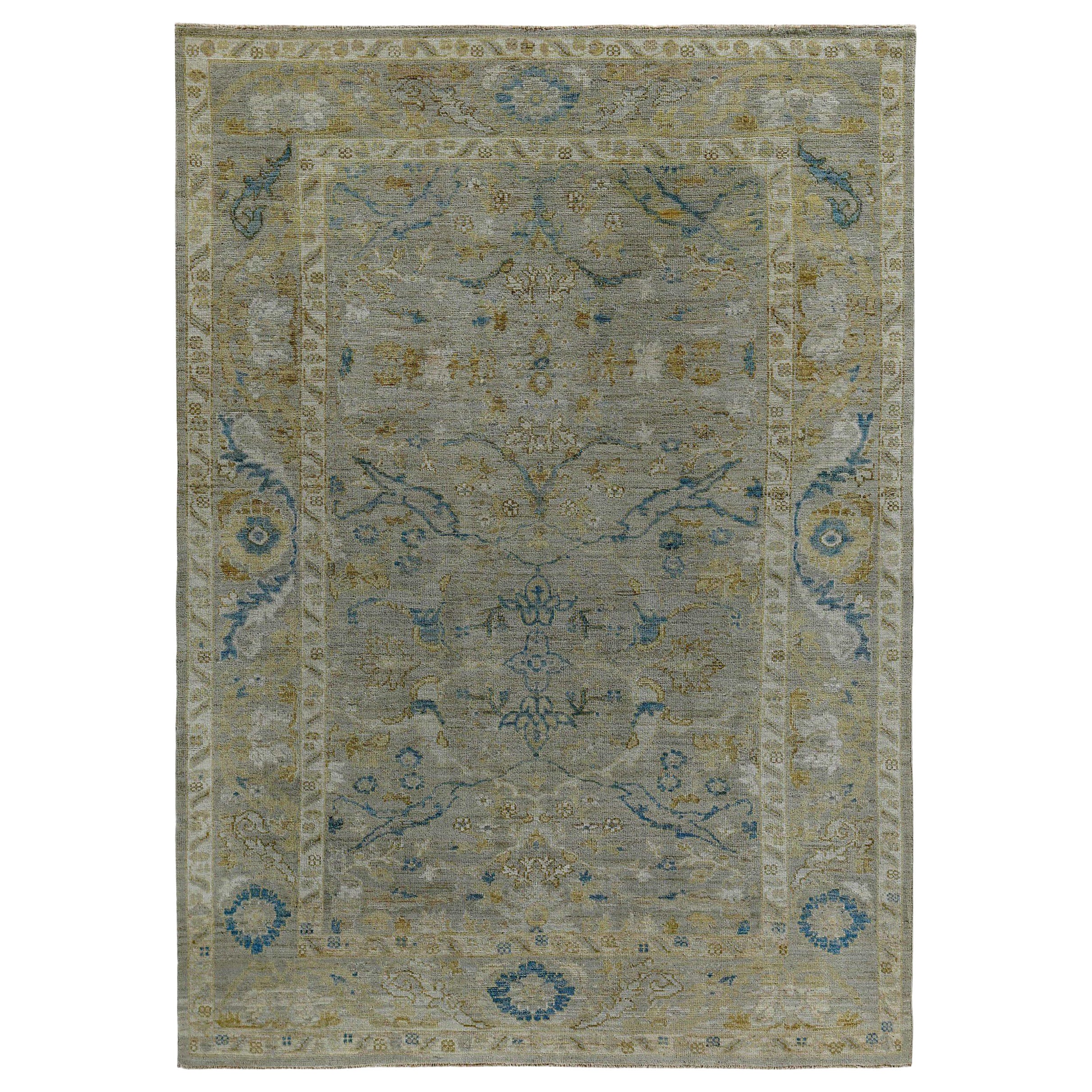 Persische Sultanabad-Teppiche Circa 1990 - Wolle Blau Grau Grün Design - 89117