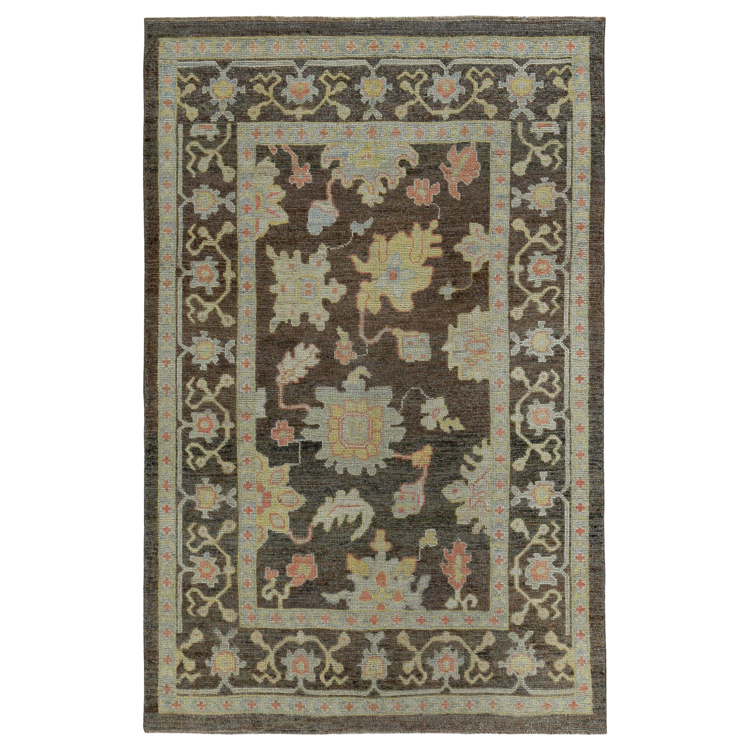 Persian Rose Collection Area Rugs Circa 1990 - Wool Brown Ivory Yellow - 89120