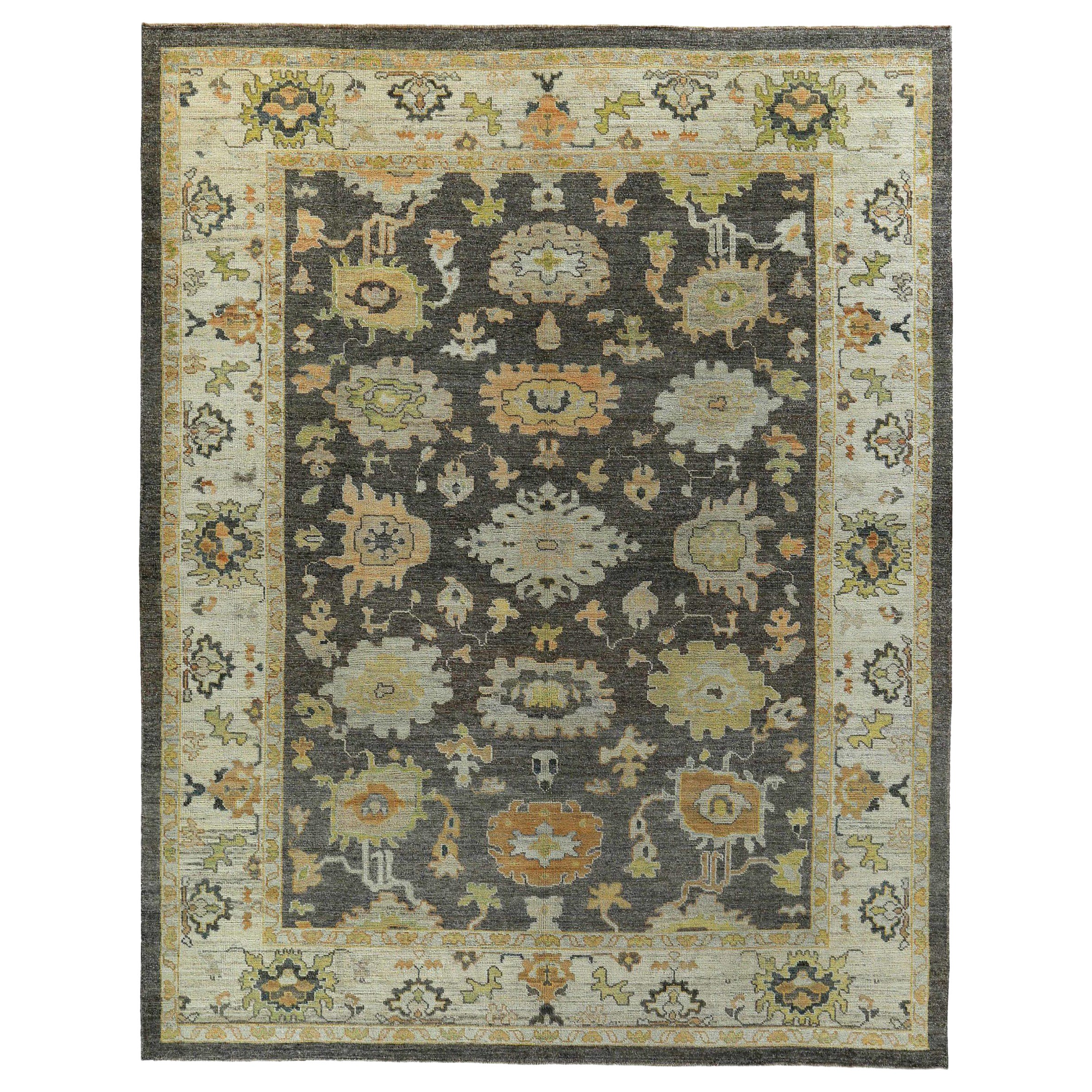 Persian Rose Collection Area Rugs Circa 1990 - Wool Brown Green Ivory - 89121