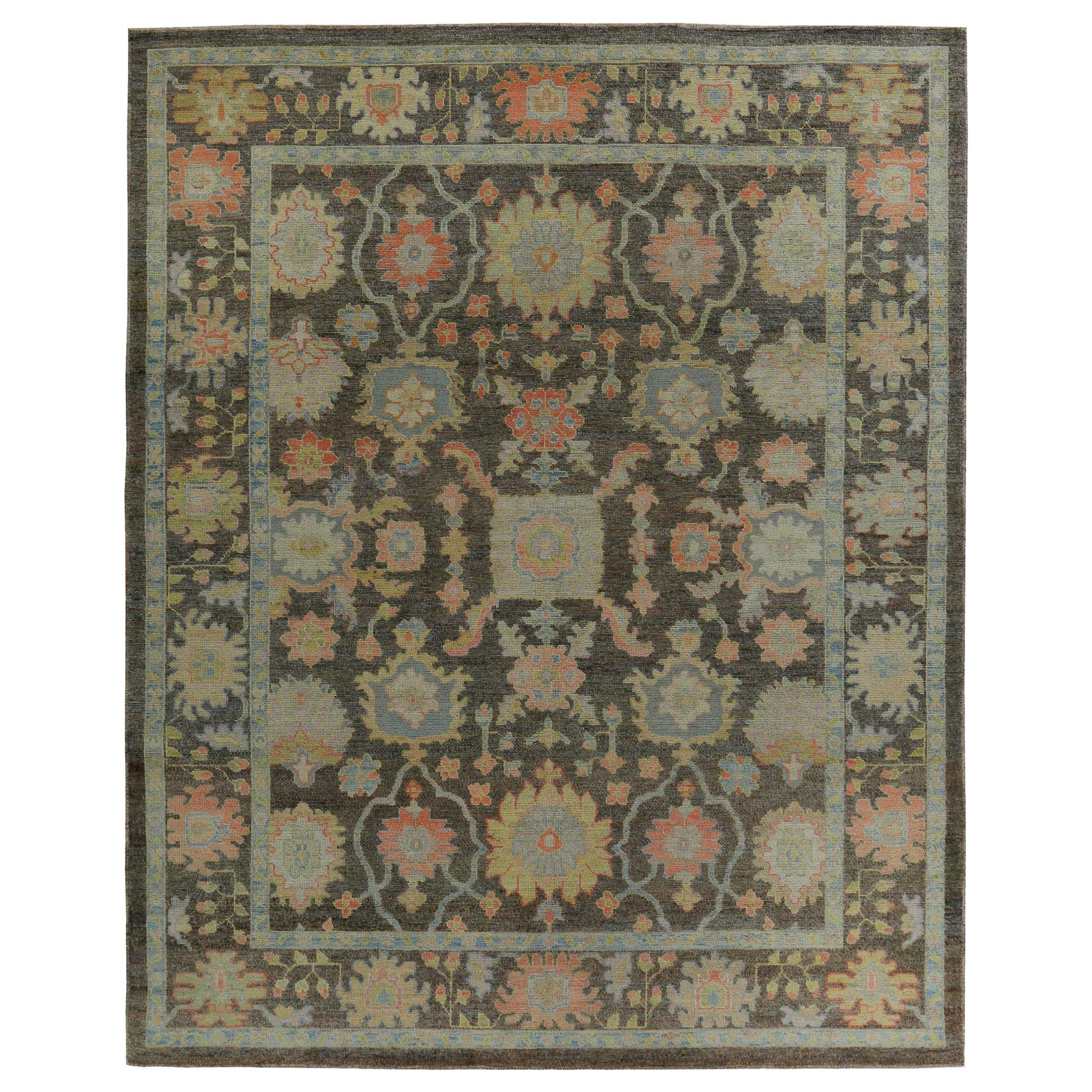 Persian Rose Collection Area Rugs Circa 1990 - Wool Brown Ivory Pink - 89135