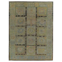 Persian Rose Collection Area Rugs Circa 1990 - Wool Blue Brown Ivory - 89145