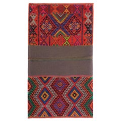 Persian Kilim Small Rug Circa 1910 - Wool Blue Brown Red Design - 89178