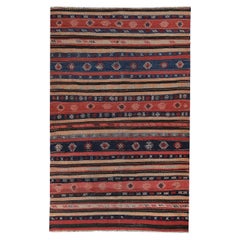 Persischer Kelim-Teppich Circa 1910 - Wolle Schwarz Elfenbein Rot Design - 89202