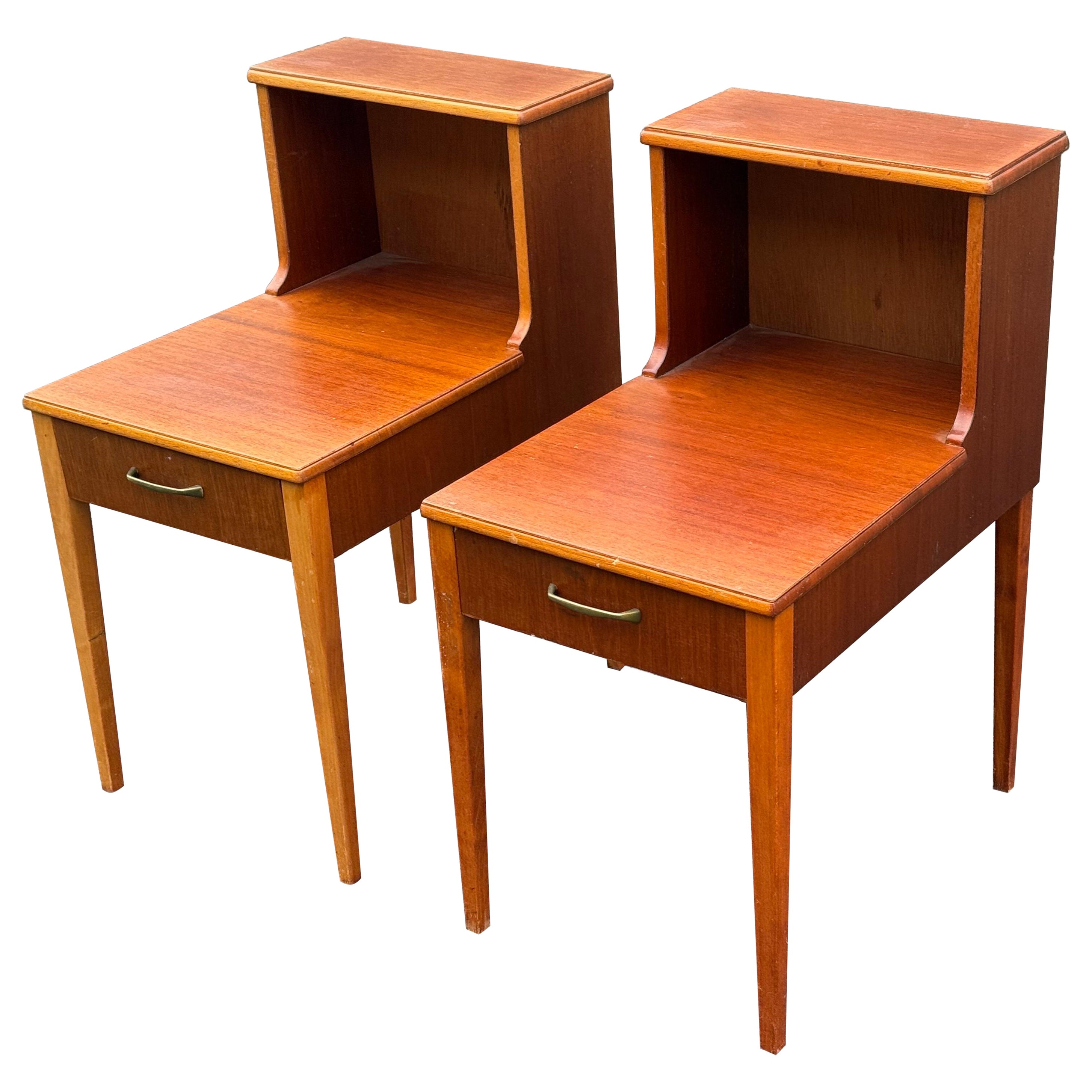 1960s Scandinavian teak night stands with Double Top
