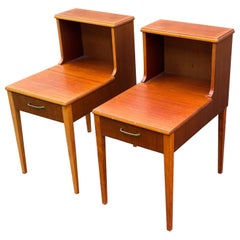 1960s Scandinavian teak night stands with Double Top