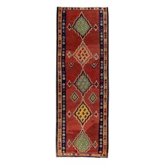 Petit tapis persan Kilim vers 1910 - Laine verte rose rouge motif rouge - 89217