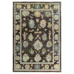 Persian Rose Collection Area Rugs Circa 1990 - Wool Brown Ivory Design - 89275