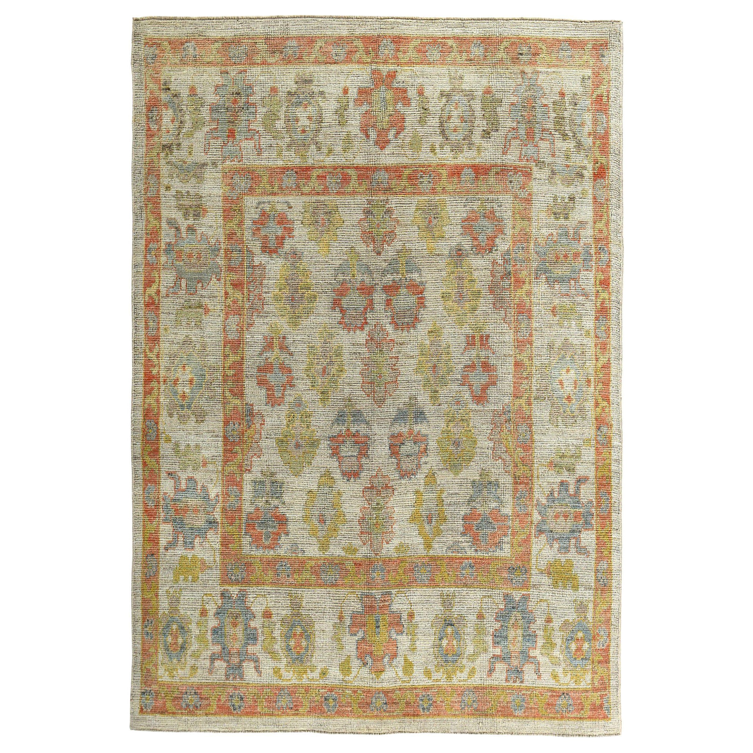 Tapis de la collection rose persane vers 1990 - Laine vert ivoire rose - 89287 en vente