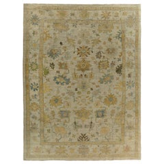Persian Rose Collection Area Rugs Circa 1990 - Wool Ivory Yellow Design - 89294