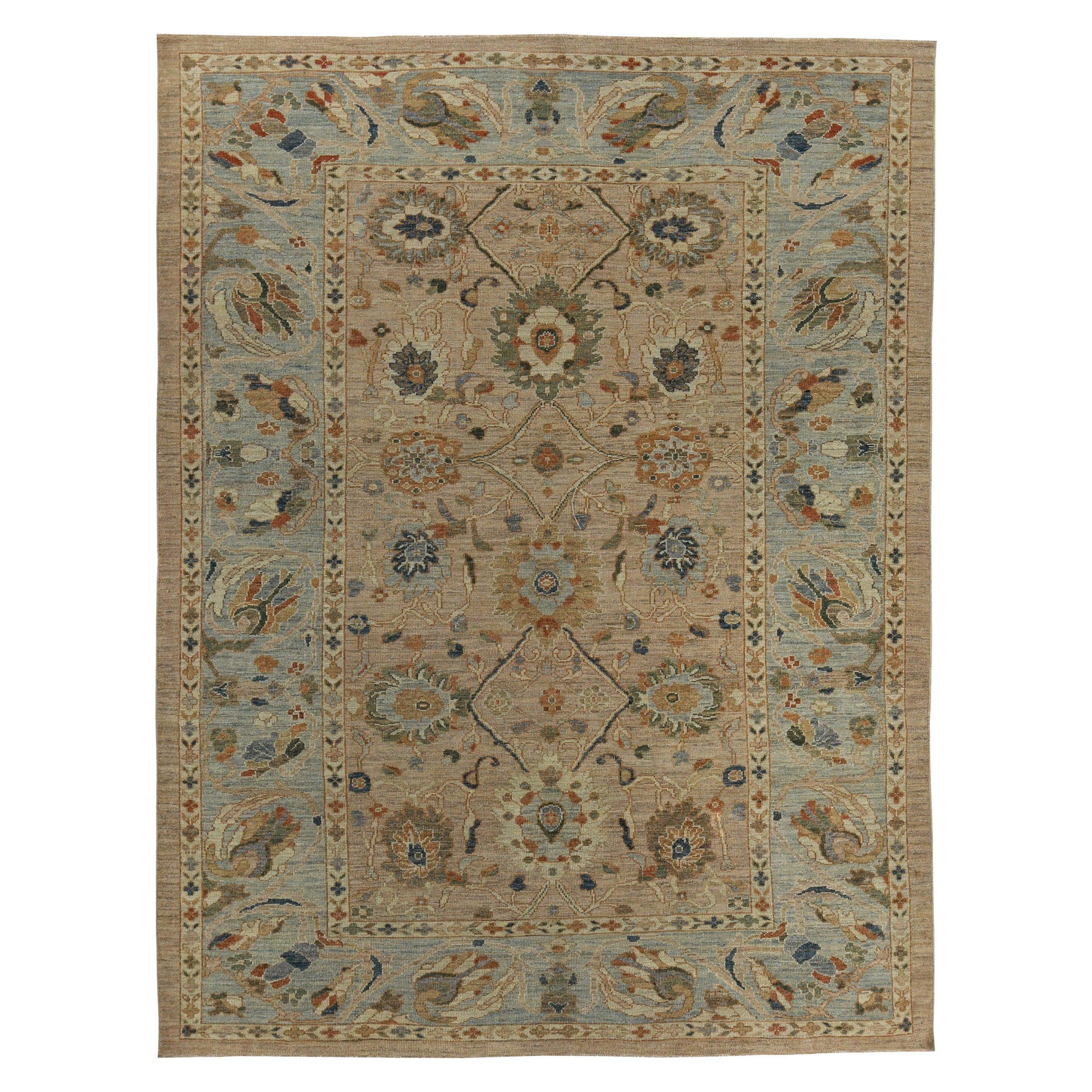 Persische Sultanabad-Teppiche Circa 1990 - Wolle Elfenbein Hellblau Design - 89325