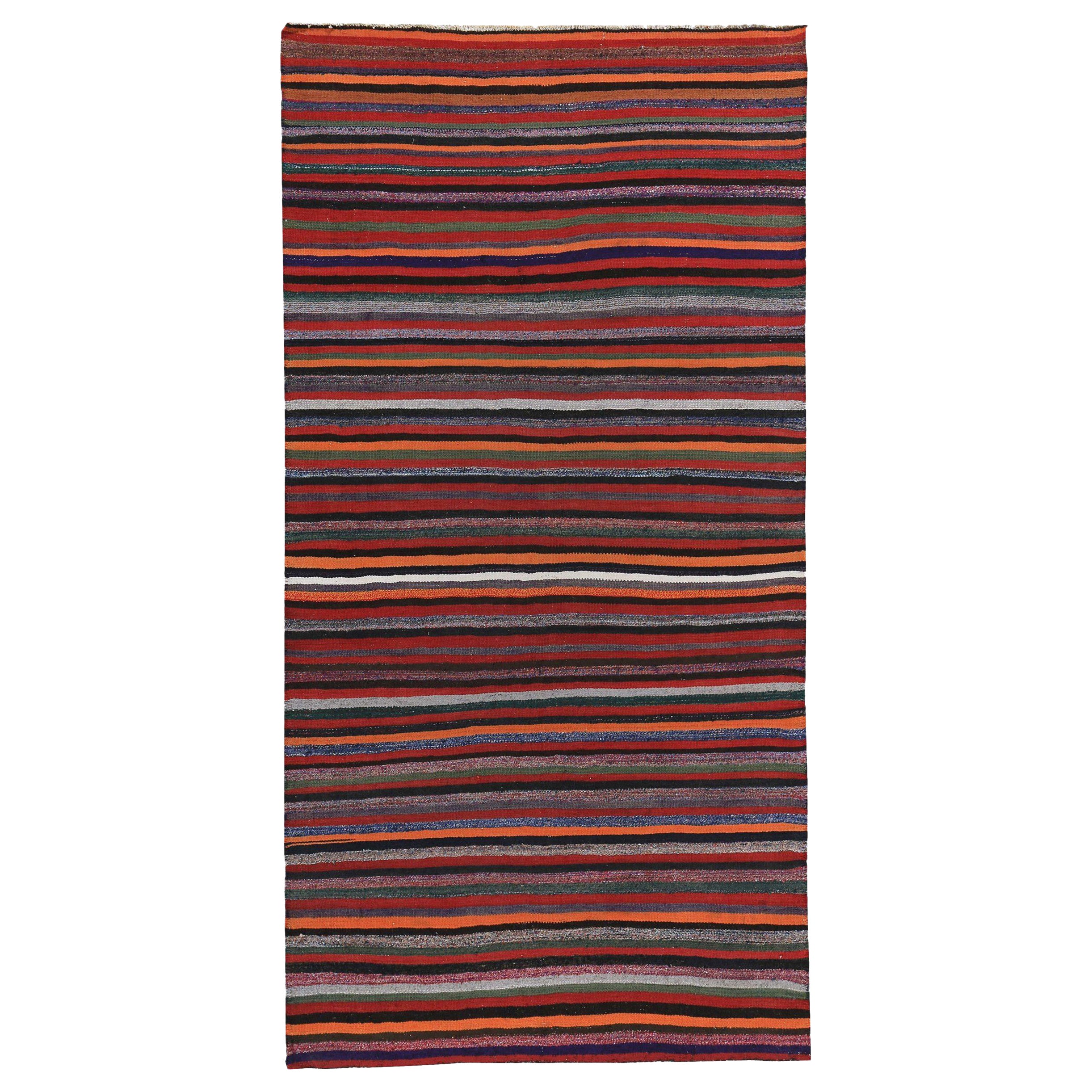 Rug Kilim Persan Circa 1910 - Laine Brown Orange Rouge Design/One - 89328