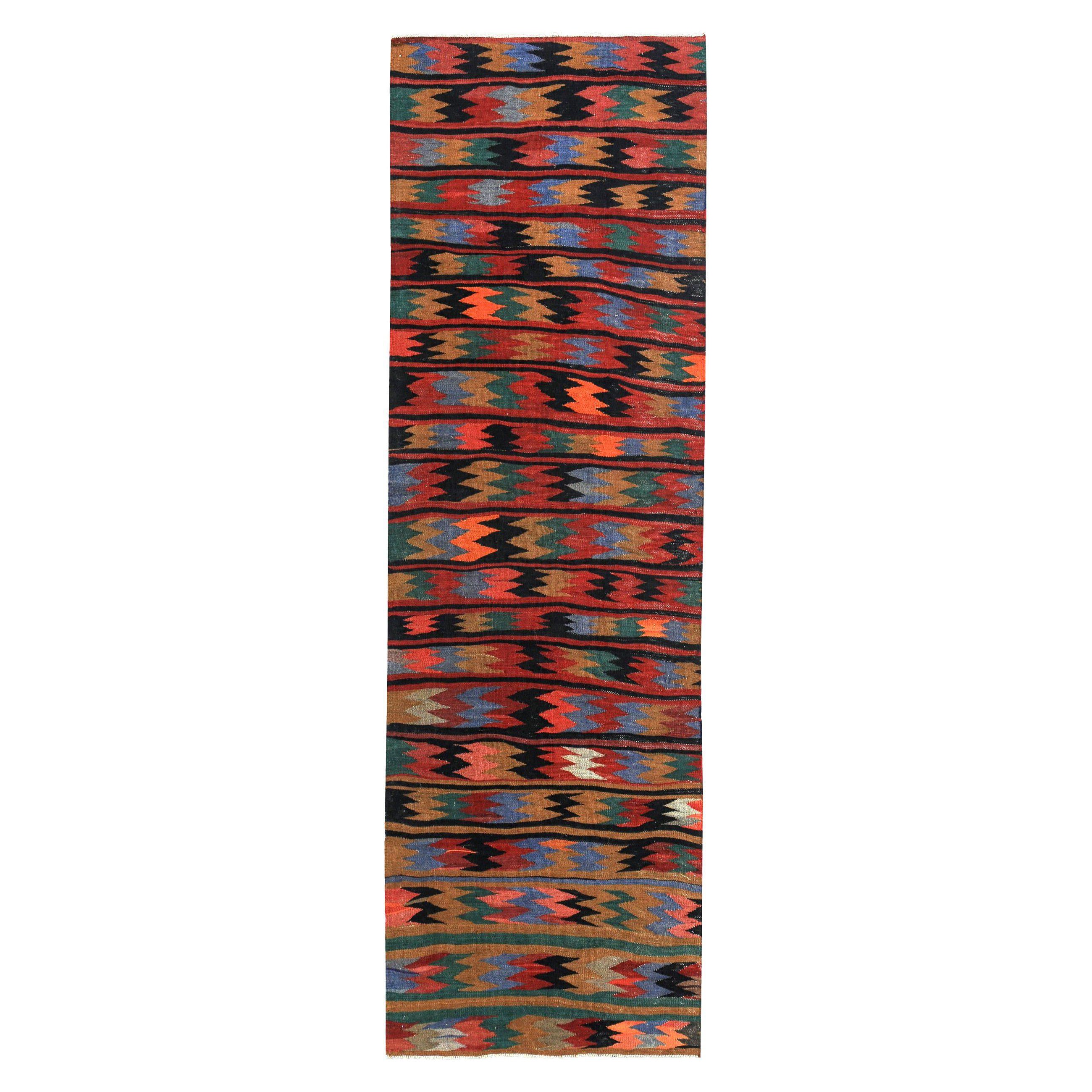 Alfombra Persa Kilim Circa 1910 - Lana Azul Verde Rojo Diseño - 89330 en venta