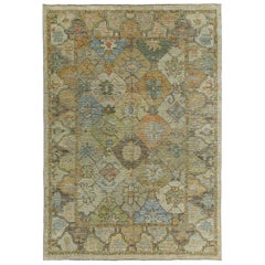 Tapis de la collection rose persane vers 1990 - Laine bleu vert ivoire - 89337