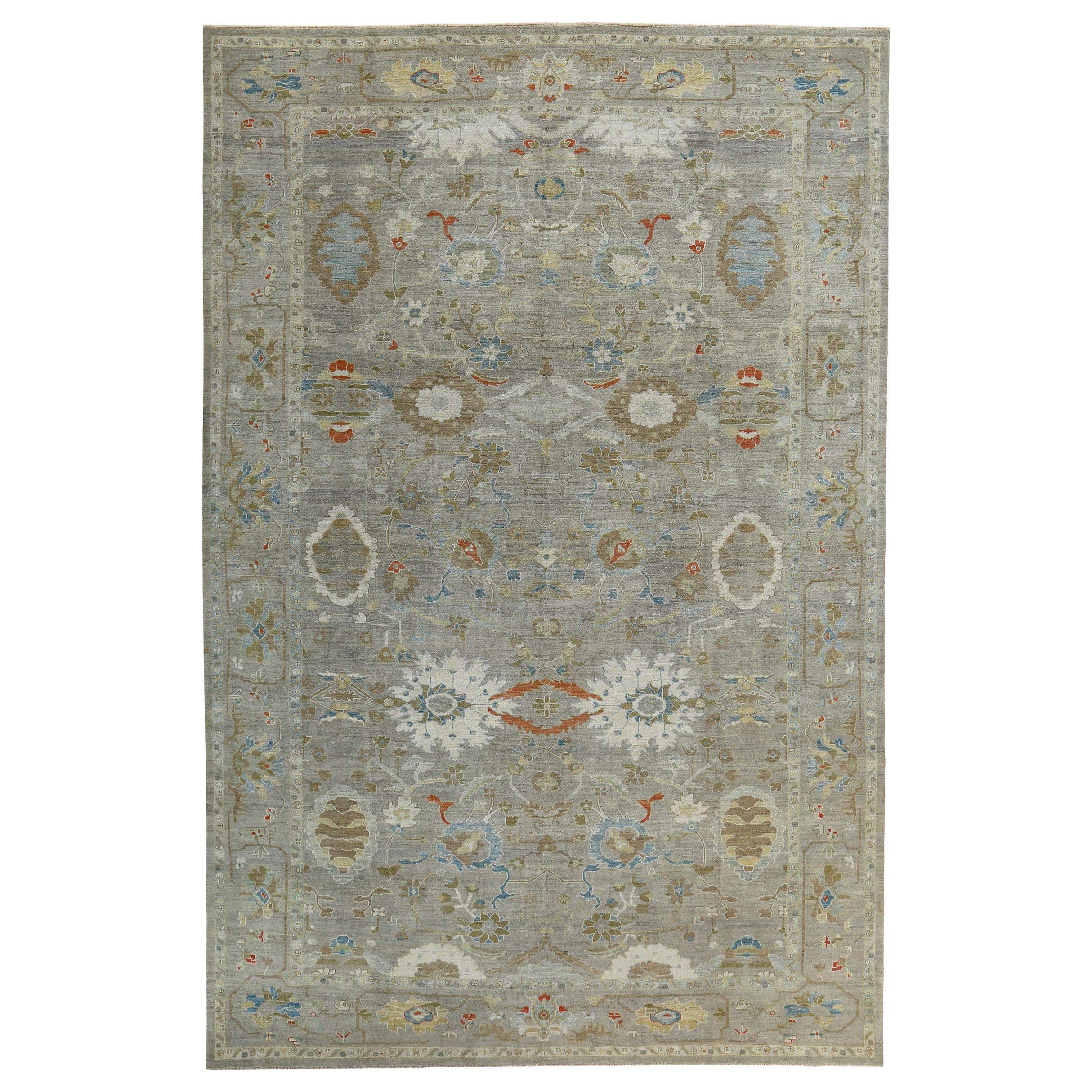 Alfombra Persa Sultanabad Circa 1990 - Lana Diseño Gris - 89354