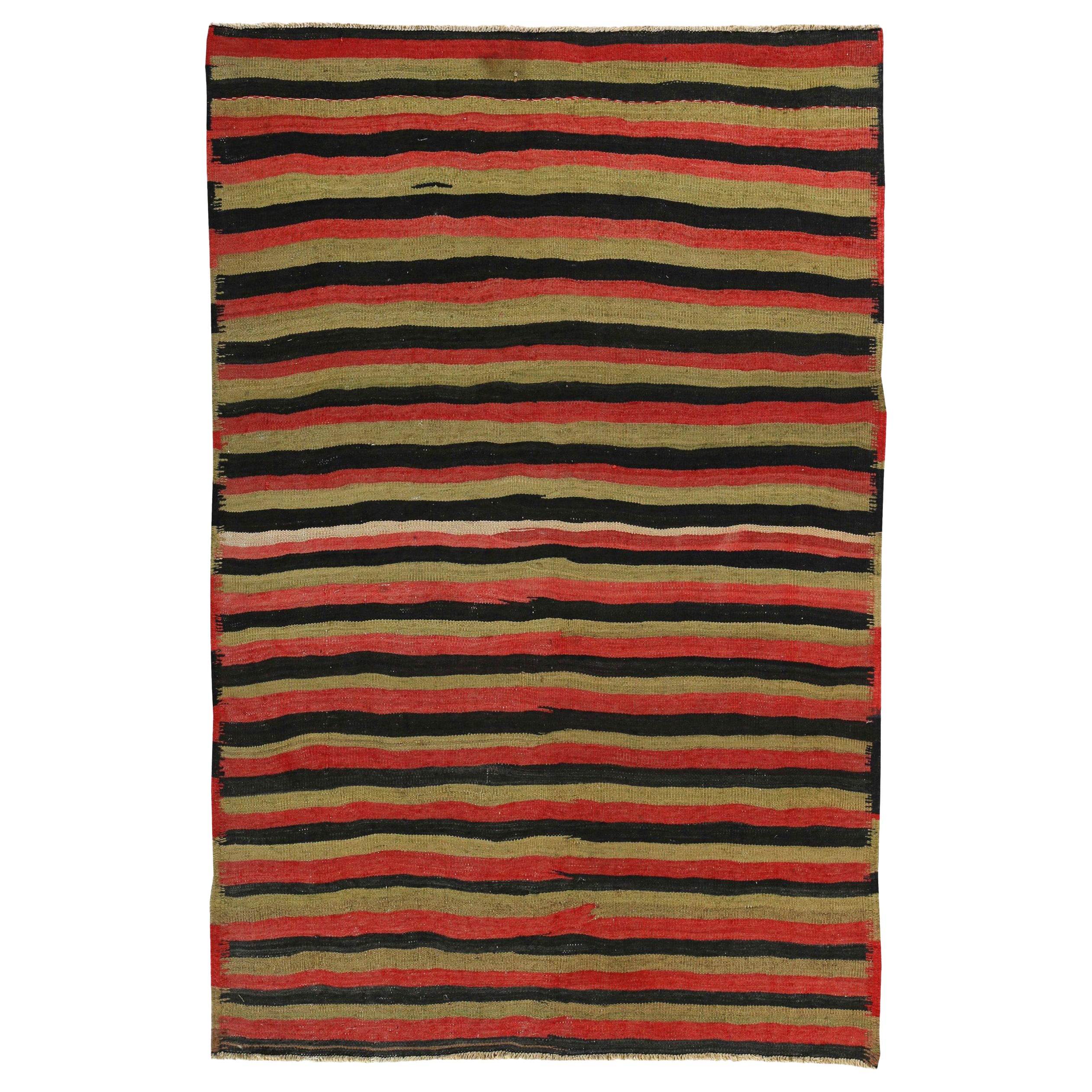 Rug & Kilim Kilim Persan Circa 1910 - Laine Brown Green Red Design - 89343