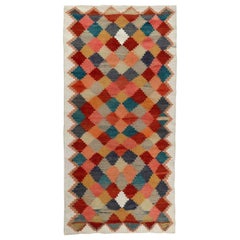 Persische Kilim Small Rug CIRCA 1910 - Wolle Blau Rot Gelb Design - 89362