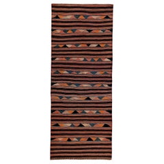 Persischer Kilim Kleiner Teppich CIRCA 1910 - Wolle Blau Braun Rosa Design - 89363