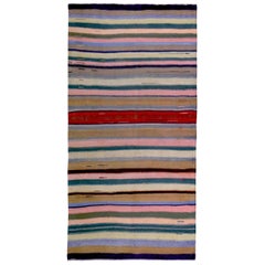 Petit tapis persan Kilim datant d'environ 1910, motif en laine bleu rose rouge - 89382
