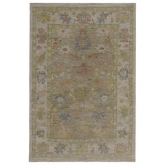 Tapis de la collection rose persane vers 1990 - Laine bleu vert ivoire - 89384
