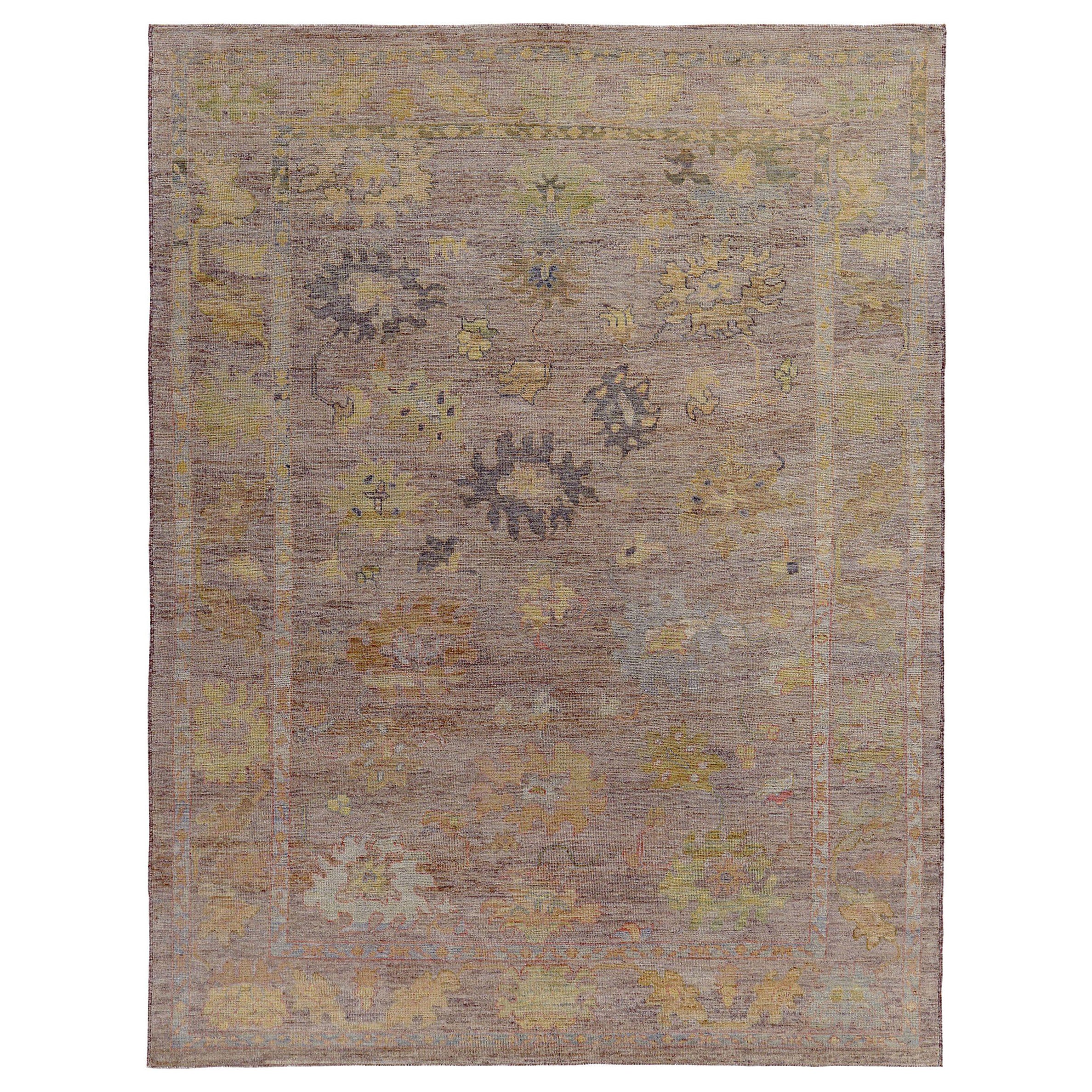 Tapis de la collection rose persane vers 1990 - Laine vert ivoire jaune - 89388