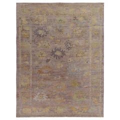 Tapis de la collection rose persane vers 1990 - Laine vert ivoire jaune - 89388