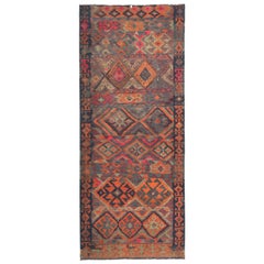 Tappeto persiano Kilim Small - Lana Blu Arancione Rosa Design - 89421