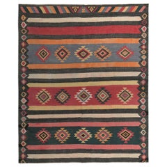 Persischer Kilim Kleiner Teppich CIRCA 1910 - Wolle Braun Orange Rosa Gelb - 89422