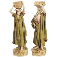 Pair of Large Royal Dux Water Carriers