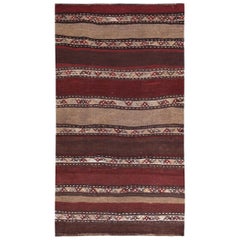 Persischer Kilim Kleiner Teppich Circa 1910 - Wolle Braun Elfenbein Rot Design - 89436
