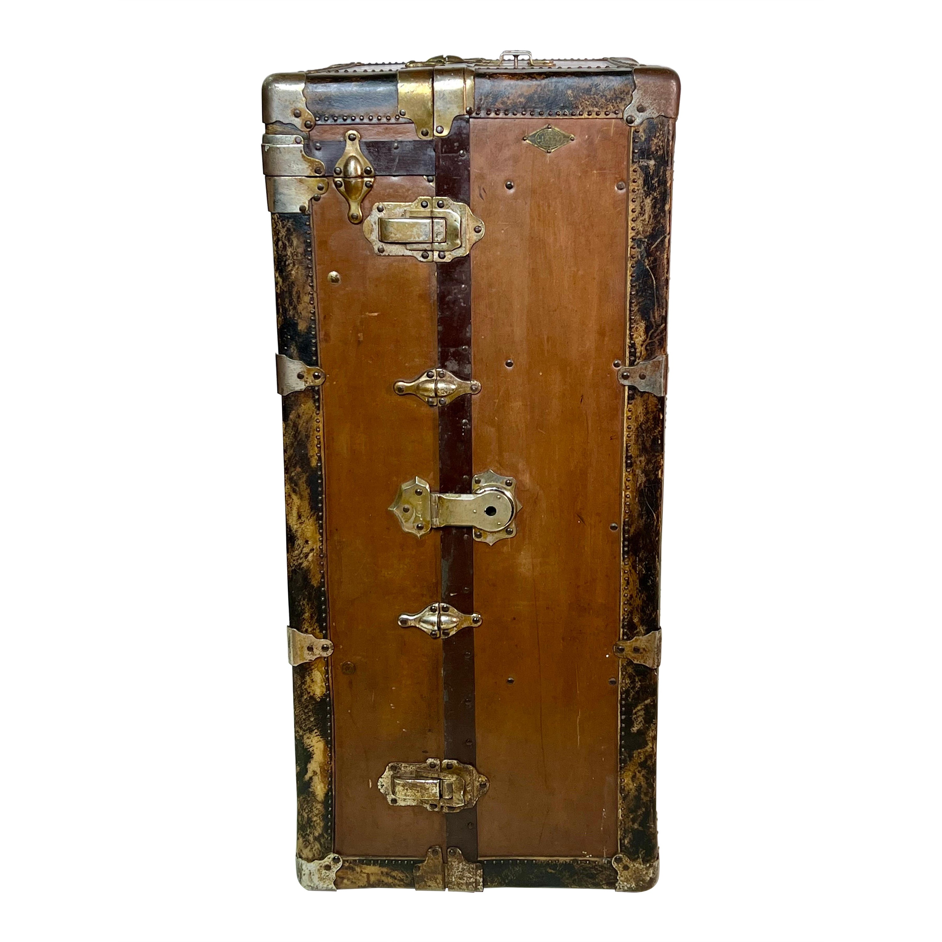Antique 1920s Henry Likly Standing Wardrobe Steamer Trunk