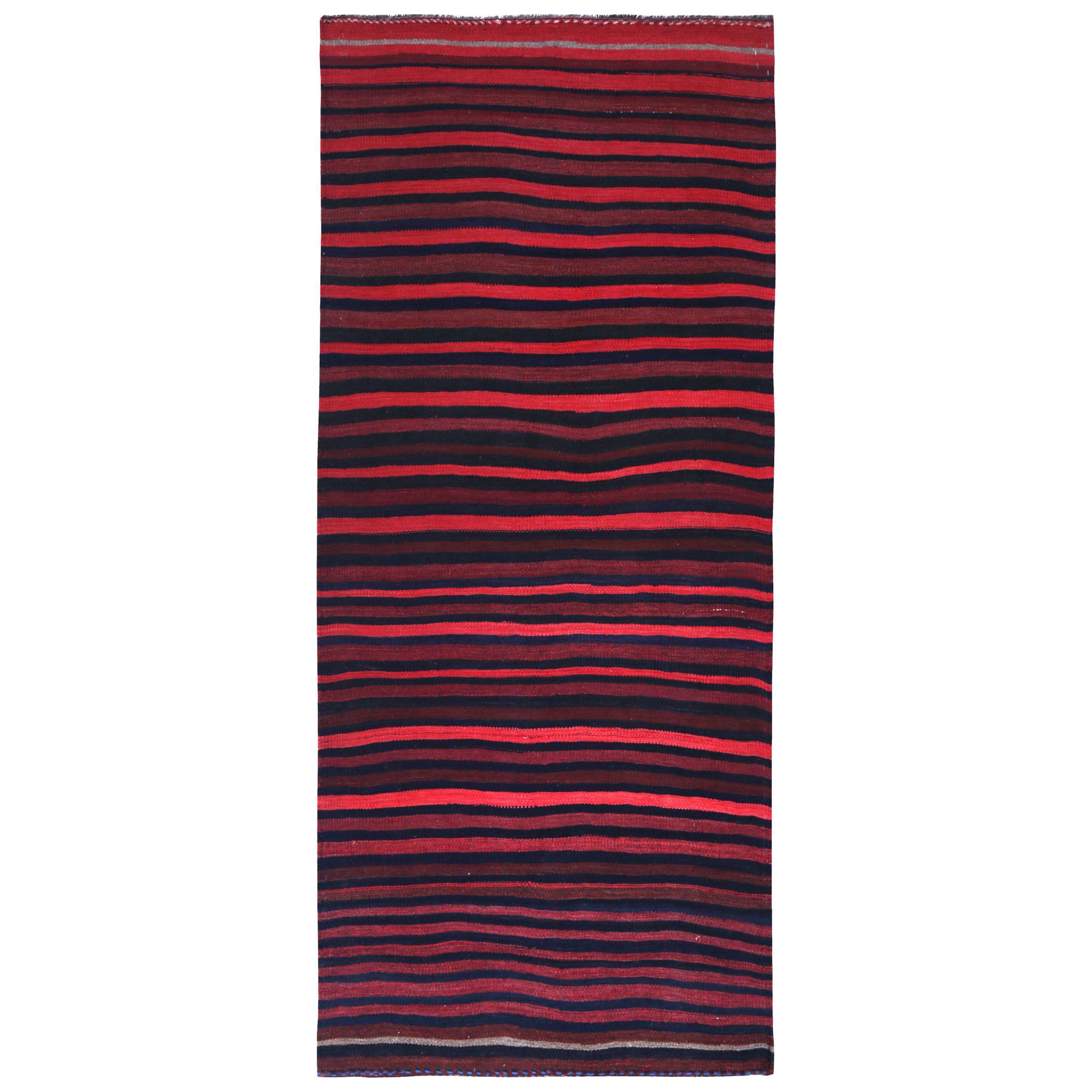 Petit tapis persan Kilim vers 1910 - Laine bleu marine rose motif bleu marine - 89428