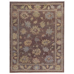 Persian Rose Collection Area Rugs Circa 1990 - Wool Blue Brown Yellow - 89440