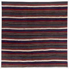 Persian Kilim Small Rug Circa 1910 - Wool Ivory Red Design - 89432