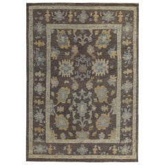 Persian Rose Collection Area Rugs Circa 1990 - Wool Blue Brown Yellow - 89446