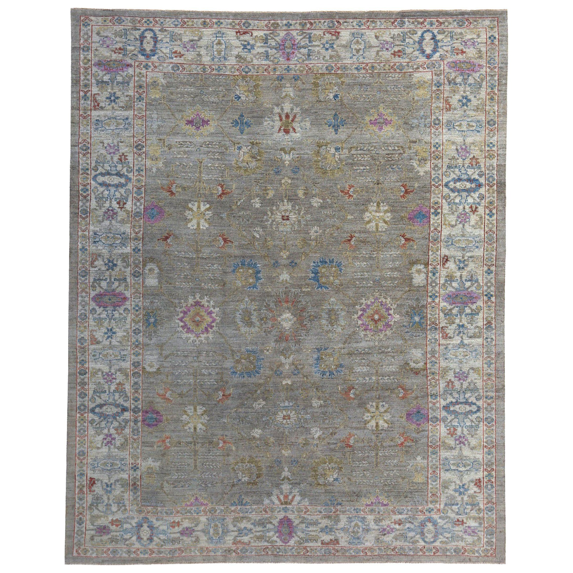 Persische Sultanabad-Teppiche Circa 1990 - Wolle Grau Elfenbein Purpel Design - 89434