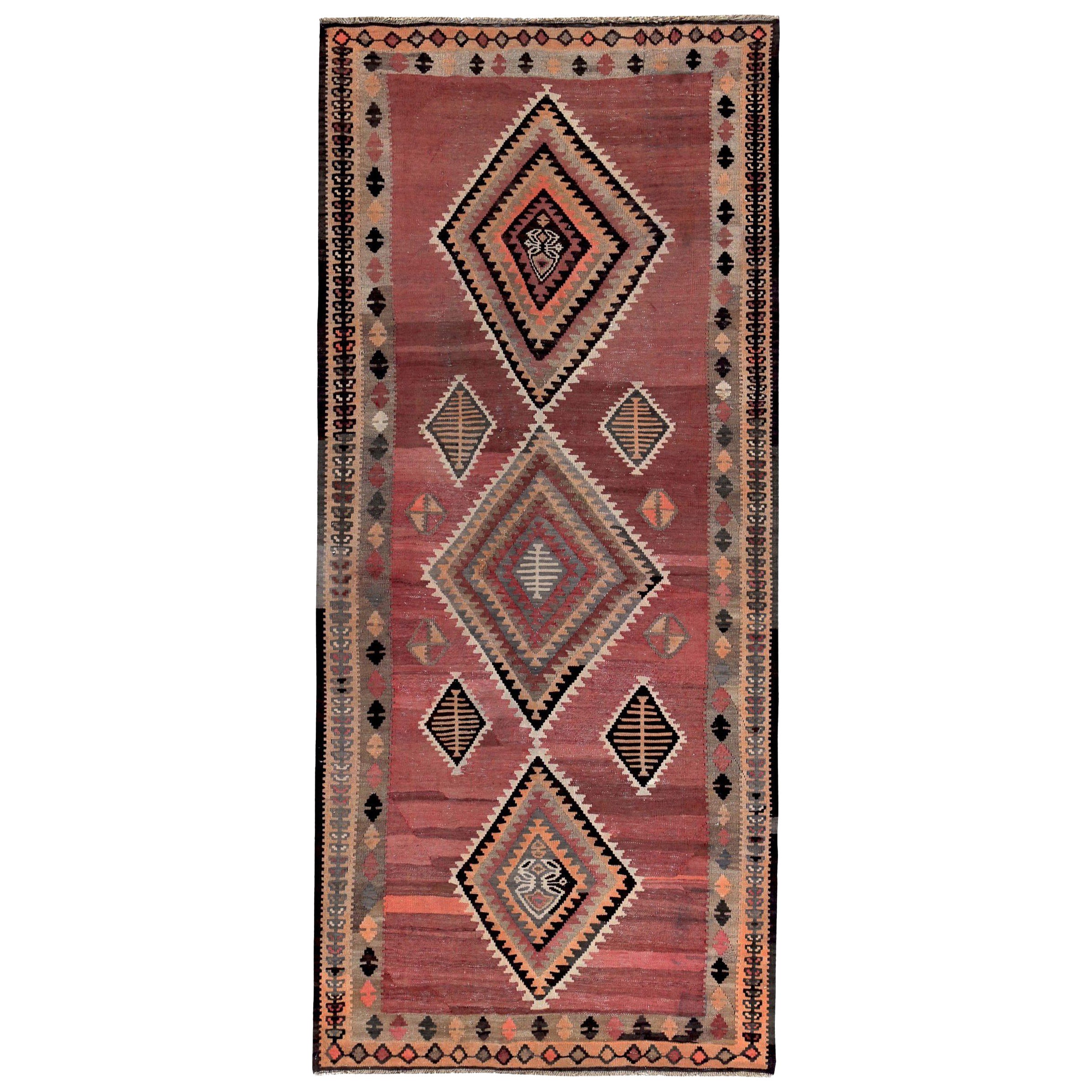Rug & Kilim Persan Circa 1910 - Laine Brown Ivory Pink Design - 89435