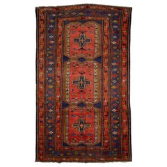 Antique Kurdish Wool Runner Handmade Red With Tribal Design