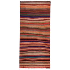 Alfombra Persa Kilim Circa 1910 - Lana Azul Naranja Rojo Diseño - 89450