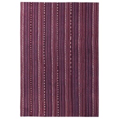 Petit tapis persan Kilim datant d'environ 1910 - Design en laine bleu ivoire rose - 89472