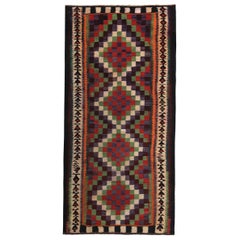 Petit tapis persan Kilim datant d'environ 1910 - Design vert laine ivoire rouge - 89456