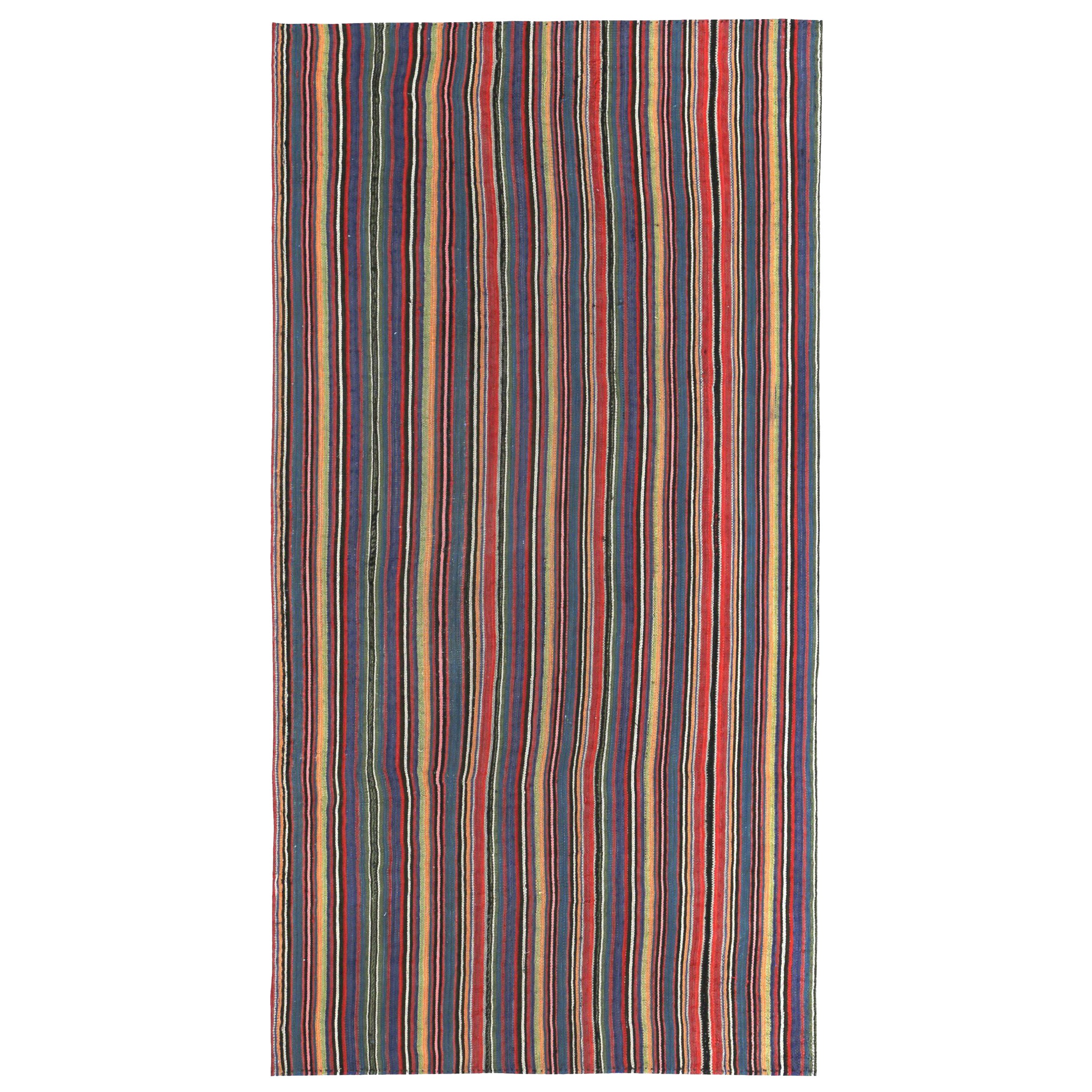 Persischer Kilim Small Rug CIRCA 1910 - Wolle Blau Rot Gelb Design - 89476