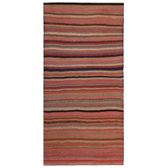 Petit tapis persan Kilim datant d'environ 1910 - Design en laine bleu ivoire rose - 89458