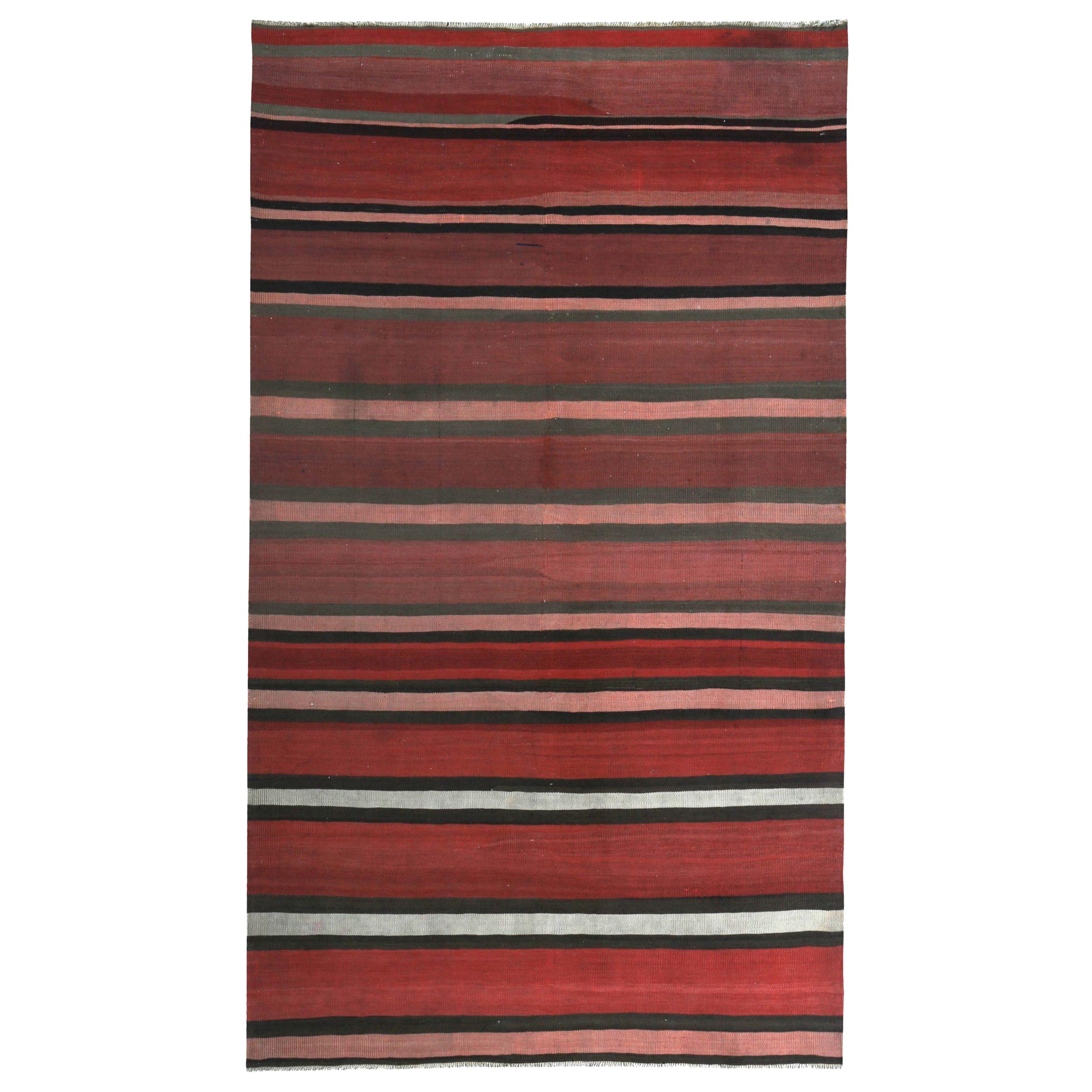 Rugs Kilim Persans Circa 1910 - Laine Brown Pink Red Design - 89477 en vente