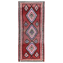Persische Kelim-Teppiche Circa 1990 - Wolle Blau Elfenbein Rosa Design - 89487