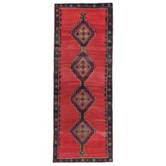 Tapis de course Kilim Persan Circa 1910 - Laine Brown Pink Red Design - 89489