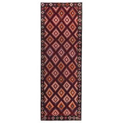 Alfombras Persas Kilim Circa 1910 - Lana Marrón Marfil Naranja Diseño - 89509