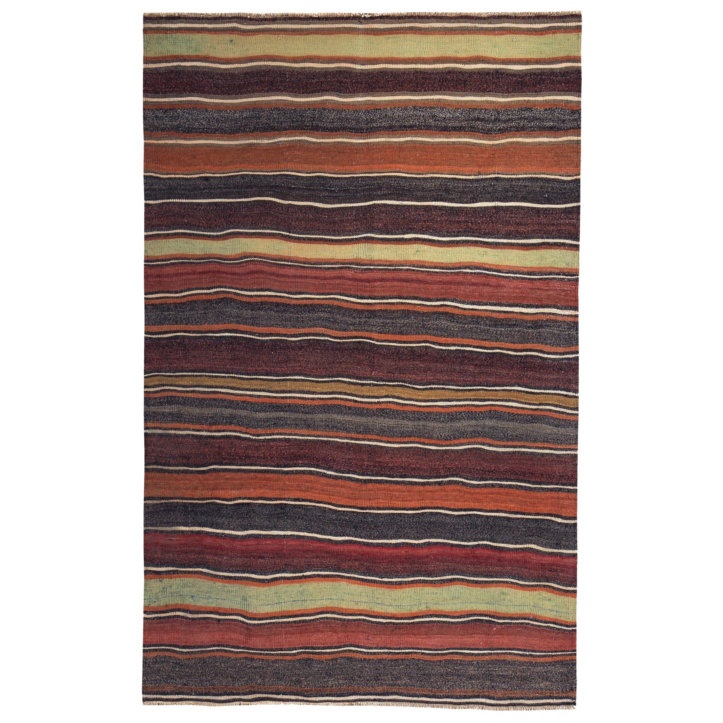 Rug & Kilim Persan Circa 1910 - Laine Brown Orange Rouge Jaune Design/One - 89497