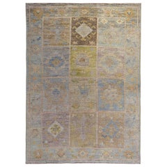 Tapis de la collection rose persane vers 1990 - Laine bleu vert ivoire - 89503